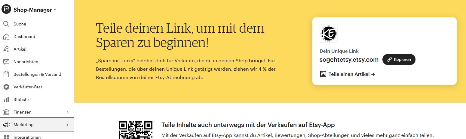 etsy spare mit links 